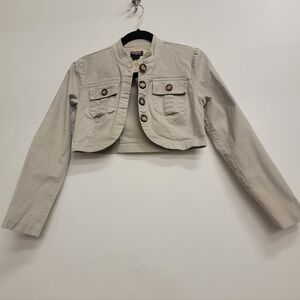 90s Y2K Cropped Tan Jacket XOXO Collection Steampunk Military Juniors Med